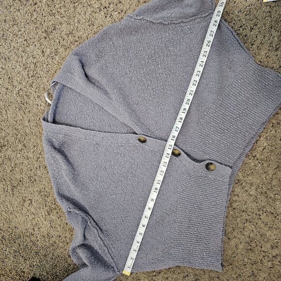Free People Found My Friend Blue Boucle Textured Oversized Cropped Cardigan S - Picture 9 of 10